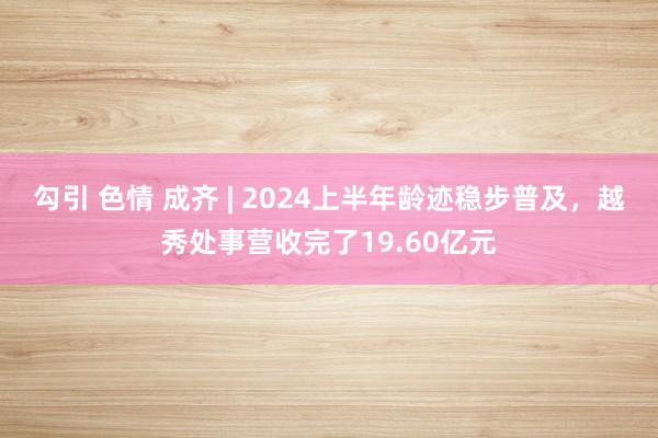 勾引 色情 成齐 | 2024上半年龄迹稳步普及，越秀处事营收完了19.60亿元