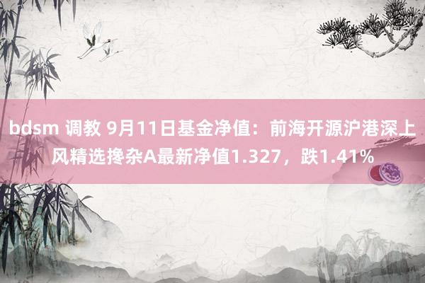 bdsm 调教 9月11日基金净值：前海开源沪港深上风精选搀杂A最新净值1.327，跌1.41%