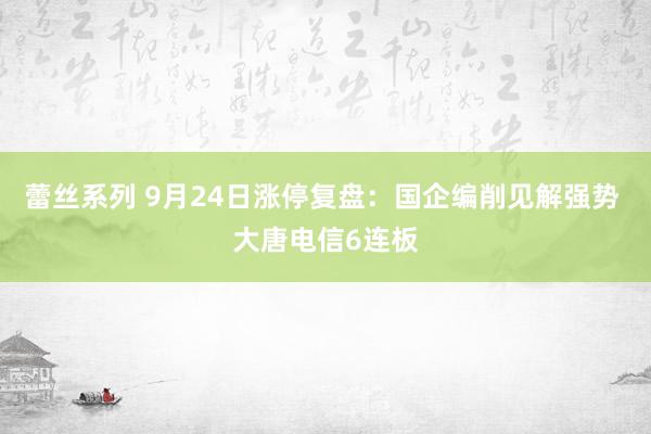 蕾丝系列 9月24日涨停复盘：国企编削见解强势 大唐电信6连板