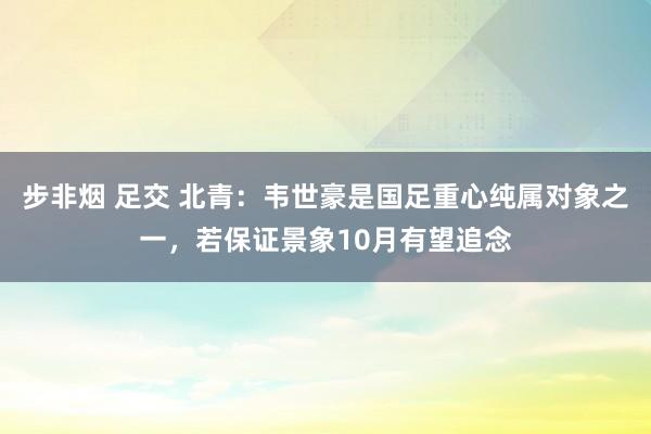 步非烟 足交 北青：韦世豪是国足重心纯属对象之一，若保证景象10月有望追念