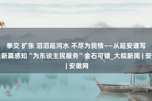 拳交 扩张 滔滔延河水 不尽为民情——从延安谱写奋进新篇感知“为东谈主民服务”金石可镂_大皖新闻 | 安徽网