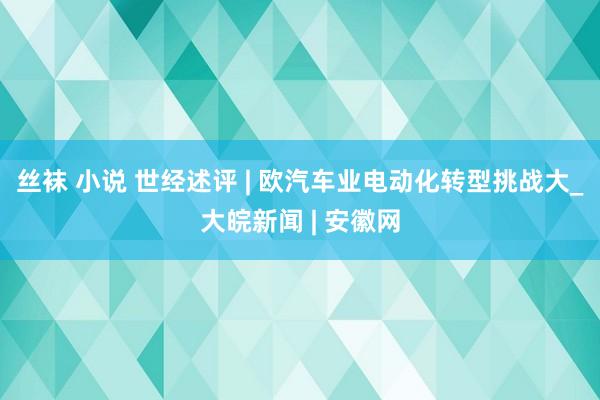 丝袜 小说 世经述评 | 欧汽车业电动化转型挑战大_大皖新闻 | 安徽网