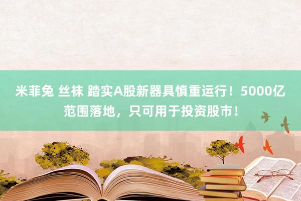 米菲兔 丝袜 踏实A股新器具慎重运行！5000亿范围落地，只可用于投资股市！