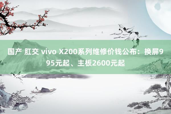 国产 肛交 vivo X200系列维修价钱公布：换屏995元起、主板2600元起