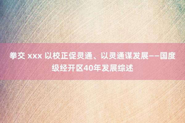 拳交 xxx 以校正促灵通、以灵通谋发展——国度级经开区40年发展综述