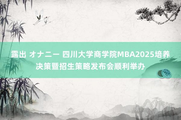 露出 オナニー 四川大学商学院MBA2025培养决策暨招生策略发布会顺利举办