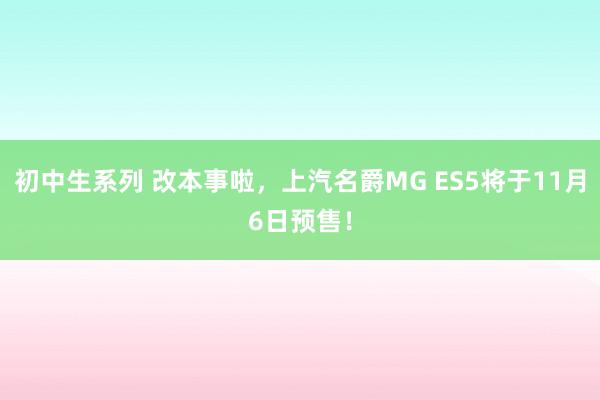 初中生系列 改本事啦，上汽名爵MG ES5将于11月6日预售！