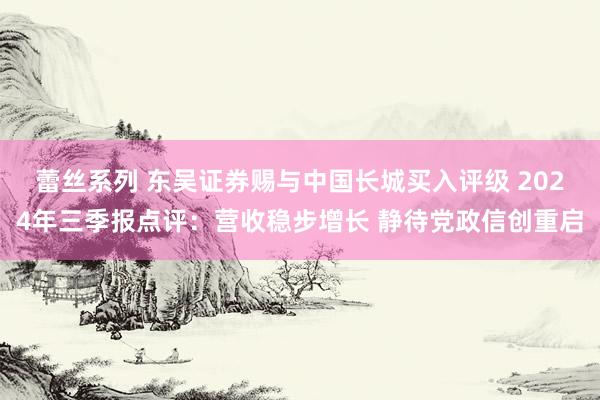 蕾丝系列 东吴证券赐与中国长城买入评级 2024年三季报点评：营收稳步增长 静待党政信创重启