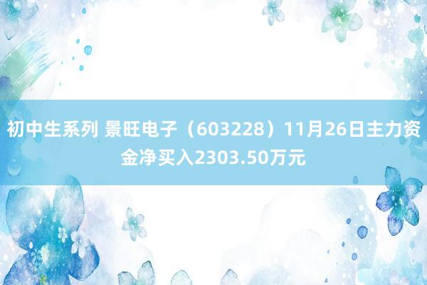 初中生系列 景旺电子（603228）11月26日主力资金净买入2303.50万元