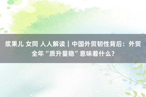 浆果儿 女同 人人解读｜中国外贸韧性背后：外贸全年“质升量稳”意味着什么？