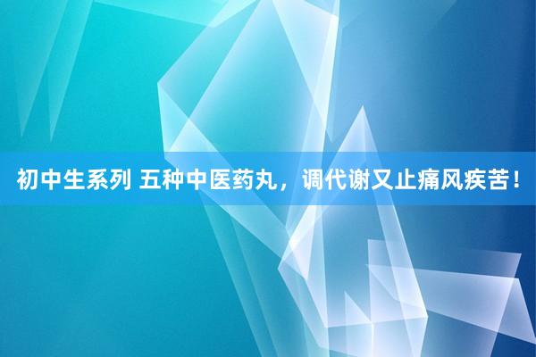 初中生系列 五种中医药丸，调代谢又止痛风疾苦！