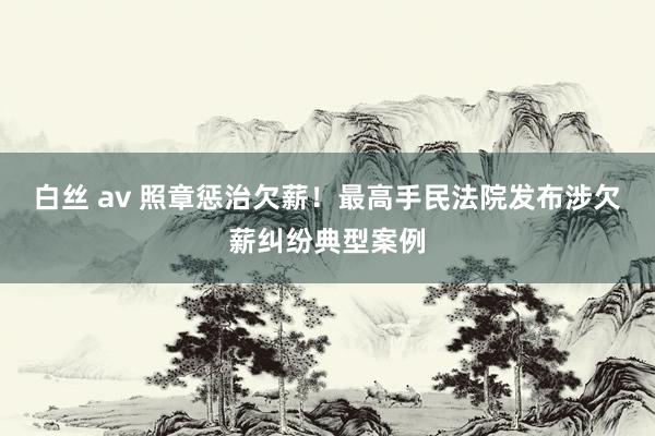 白丝 av 照章惩治欠薪！最高手民法院发布涉欠薪纠纷典型案例