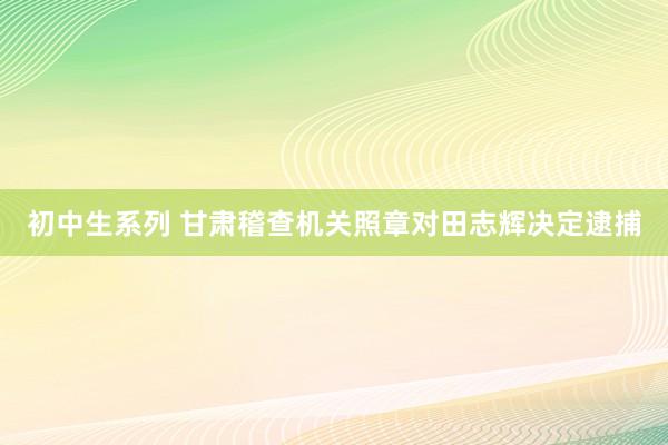 初中生系列 甘肃稽查机关照章对田志辉决定逮捕