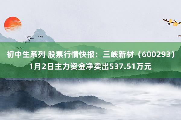 初中生系列 股票行情快报：三峡新材（600293）1月2日主力资金净卖出537.51万元