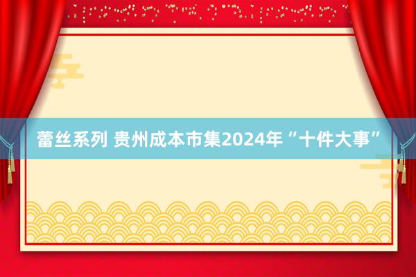 蕾丝系列 贵州成本市集2024年“十件大事”