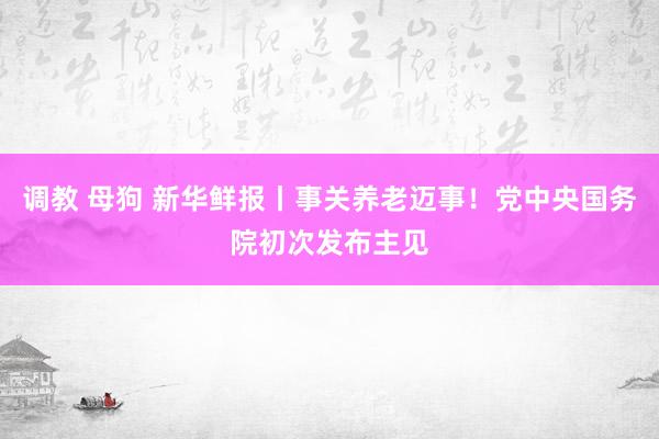 调教 母狗 新华鲜报丨事关养老迈事！党中央国务院初次发布主见