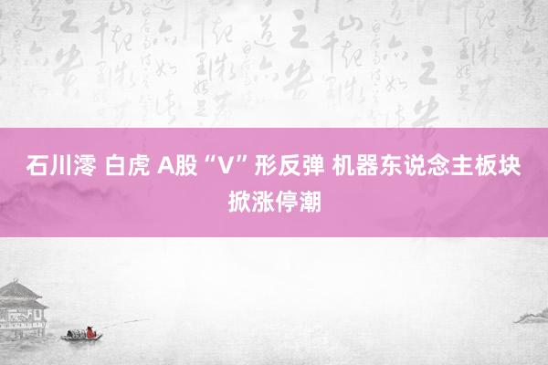 石川澪 白虎 A股“V”形反弹 机器东说念主板块掀涨停潮