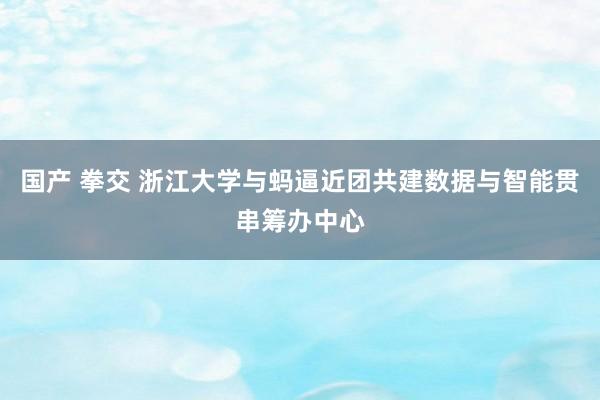 国产 拳交 浙江大学与蚂逼近团共建数据与智能贯串筹办中心