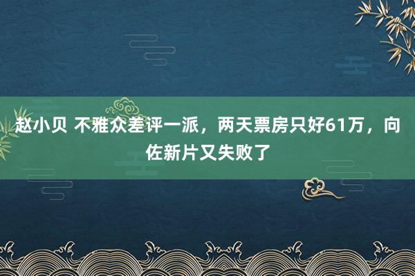 赵小贝 不雅众差评一派，两天票房只好61万，向佐新片又失败了