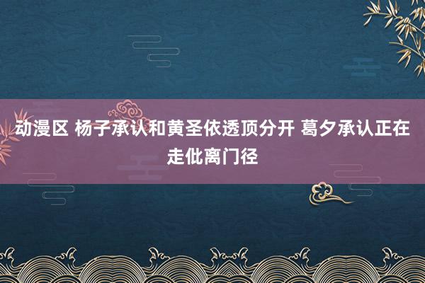 动漫区 杨子承认和黄圣依透顶分开 葛夕承认正在走仳离门径